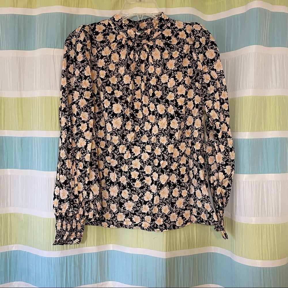 Who What Wear High Neck Floral Long Sleeve Blouse Sz Med - Picture 8 of 8